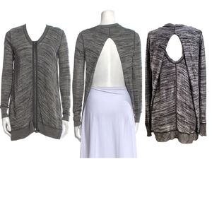 ALEXANDER WANG Zip Front Open Back Convertible Cardigan Sweater Top Cutout